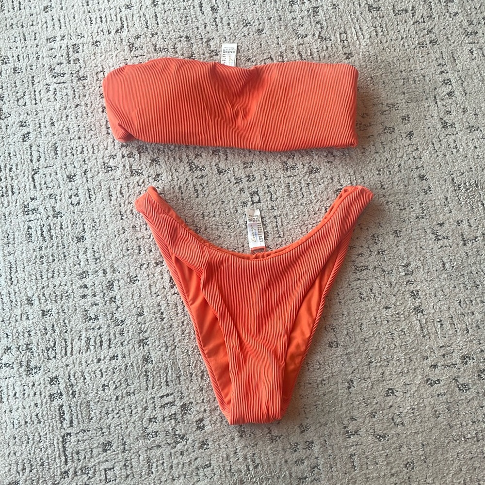 Bright Orange tube top bikini
